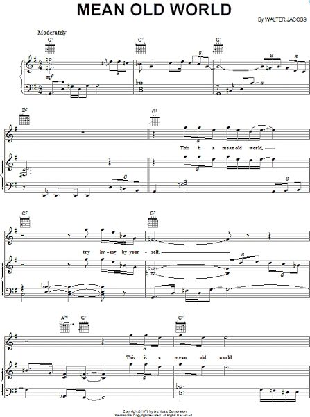 open zoom image for Mean Old World - Piano/Vocal/Guitar, New, Main