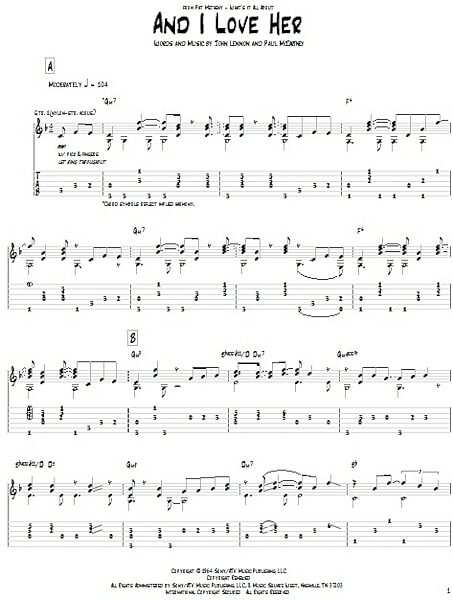 open zoom image for And I Love Her - Guitar TAB, New, Main