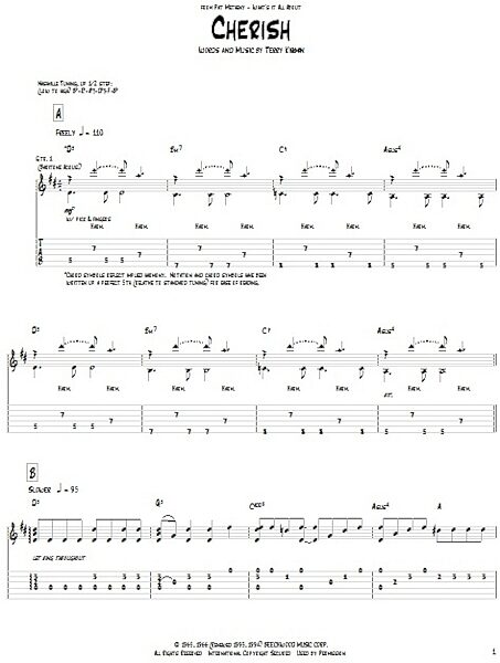 open zoom image for Cherish - Guitar TAB, New, Main
