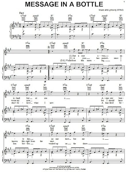 open zoom image for Message In A Bottle - Piano/Vocal/Guitar, New, Main