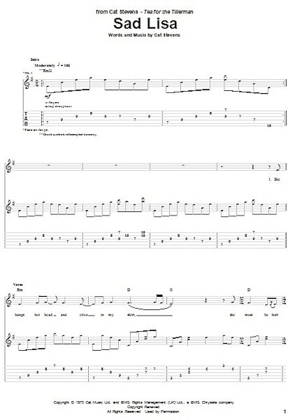 open zoom image for Sad Lisa - Guitar TAB, New, Main