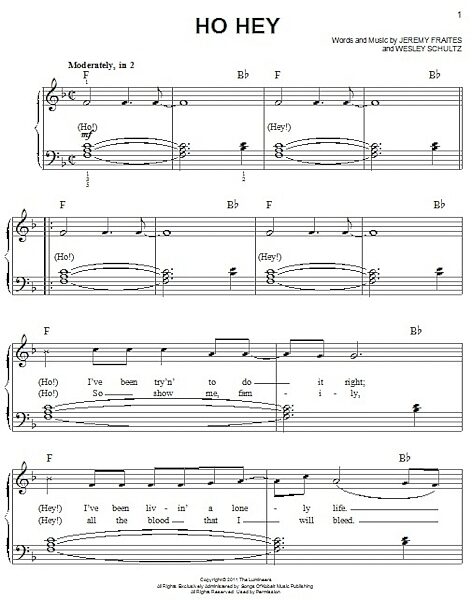open zoom image for Ho Hey - Easy Piano, New, Main