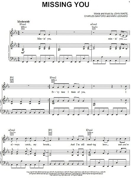 open zoom image for Missing You - Piano/Vocal/Guitar, New, Main