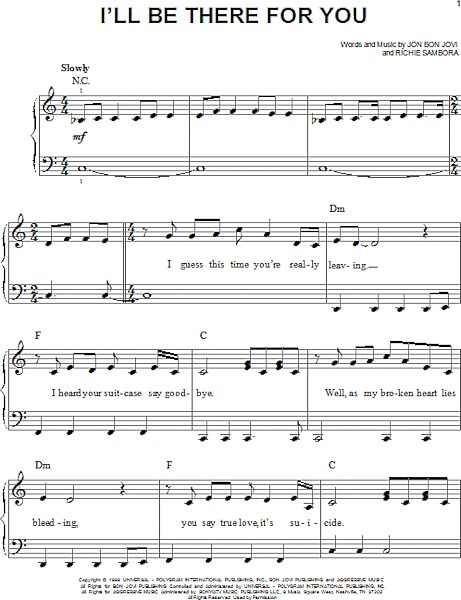 open zoom image for I'll Be There For You - Easy Piano, New, Main