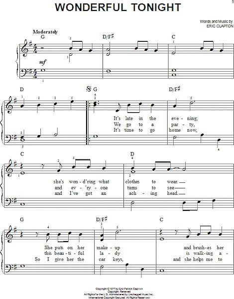 open zoom image for Wonderful Tonight - Easy Piano, New, Main