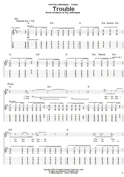 open zoom image for Trouble - Guitar TAB, New, Main