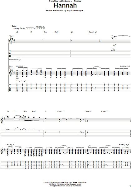 open zoom image for Hannah - Guitar TAB, New, Main