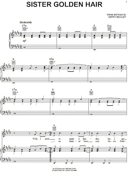 open zoom image for Sister Golden Hair - Piano/Vocal/Guitar, New, Main