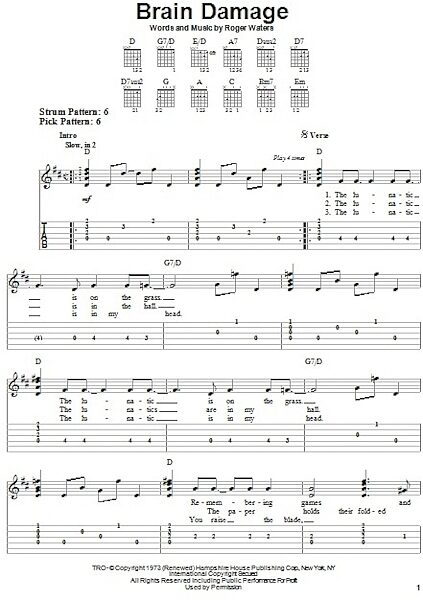 open zoom image for Brain Damage - Easy Guitar with TAB, New, Main