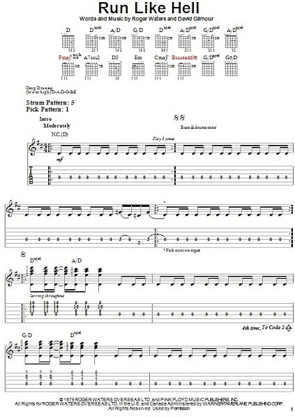 open zoom image for Run Like Hell - Easy Guitar with TAB, New, Main