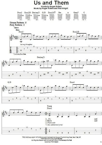 open zoom image for Us And Them - Easy Guitar with TAB, New, Main
