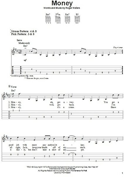 open zoom image for Money - Easy Guitar with TAB, New, Main