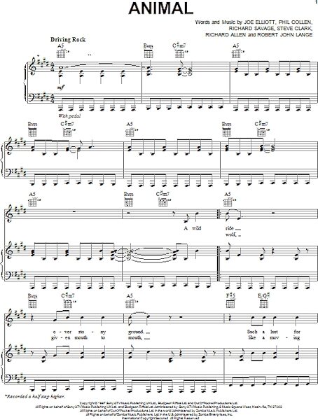 open zoom image for Animal - Piano/Vocal/Guitar, New, Main