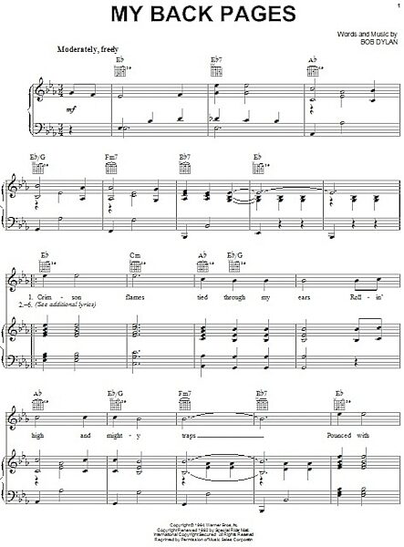 open zoom image for My Back Pages - Piano/Vocal/Guitar, New, Main