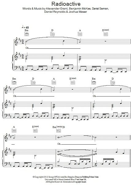 open zoom image for Radioactive - Piano/Vocal/Guitar, New, Main