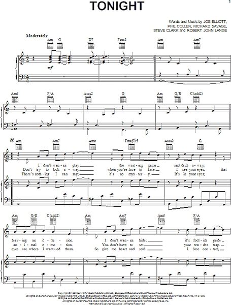 open zoom image for Tonight - Piano/Vocal/Guitar, New, Main
