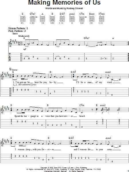 open zoom image for Making Memories Of Us - Easy Guitar with TAB, New, Main