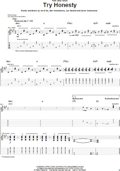 open zoom image for Try Honesty - Guitar TAB, New, Main