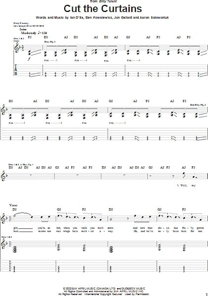 open zoom image for Cut The Curtains - Guitar TAB, New, Main
