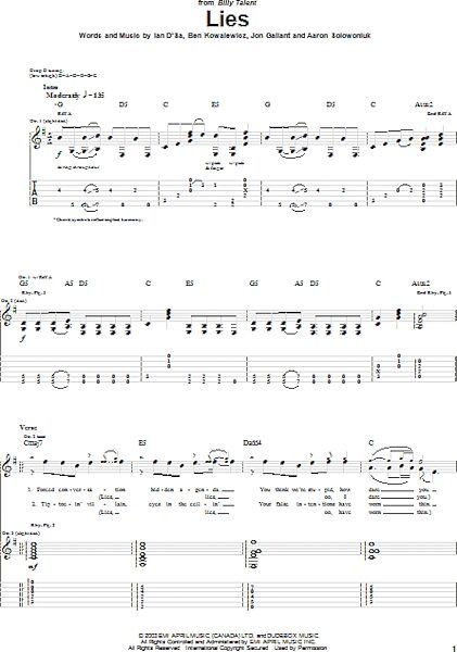 open zoom image for Lies - Guitar TAB, New, Main