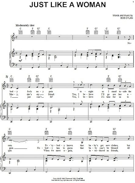 open zoom image for Just Like A Woman - Piano/Vocal/Guitar, New, Main