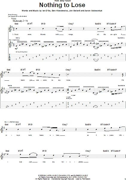 open zoom image for Nothing To Lose - Guitar TAB, New, Main