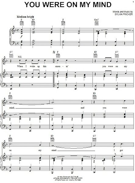 open zoom image for You Were On My Mind - Piano/Vocal/Guitar, New, Main