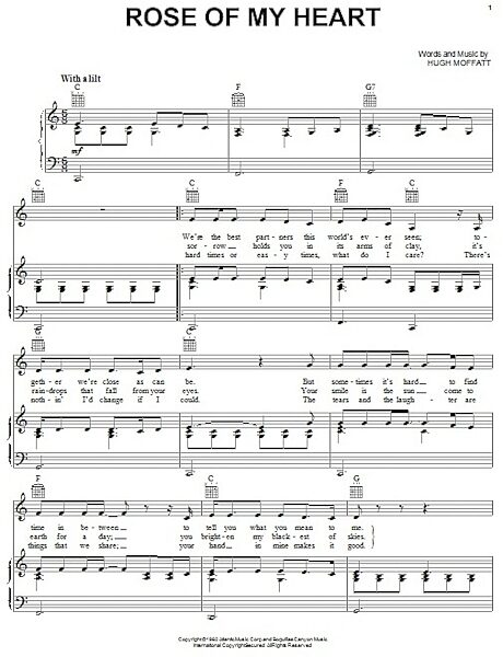 open zoom image for Rose Of My Heart - Piano/Vocal/Guitar, New, Main