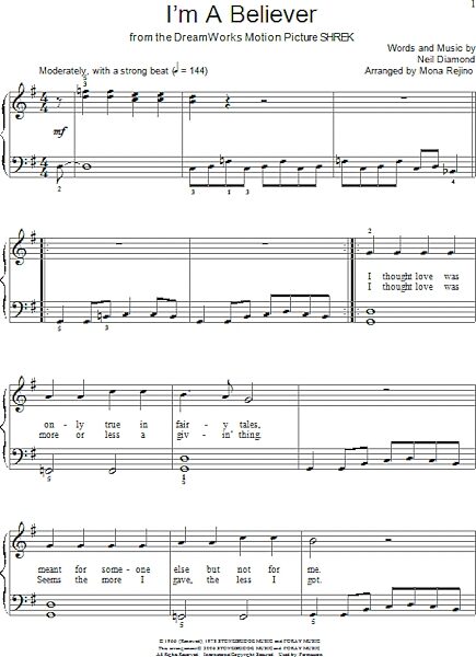 open zoom image for I'm A Believer - Elementary Piano, New, Main