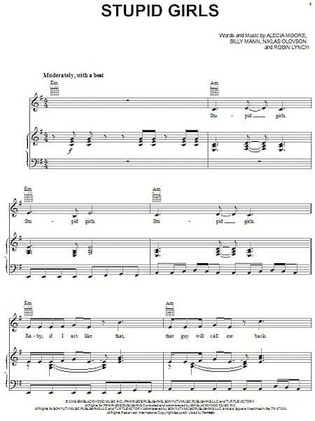 open zoom image for Stupid Girls - Piano/Vocal/Guitar, New, Main