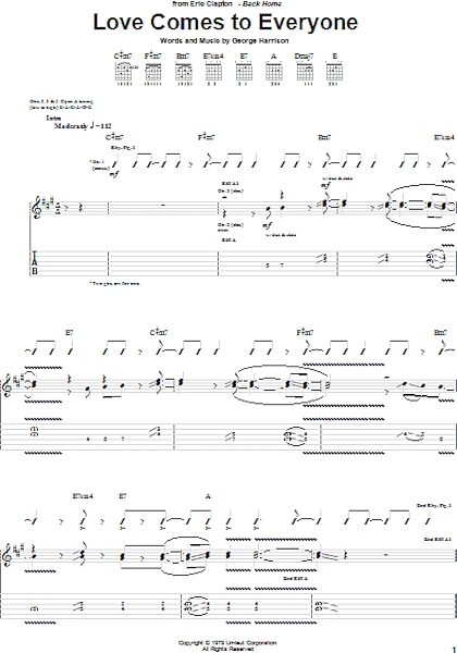 open zoom image for Love Comes To Everyone - Guitar TAB, New, Main