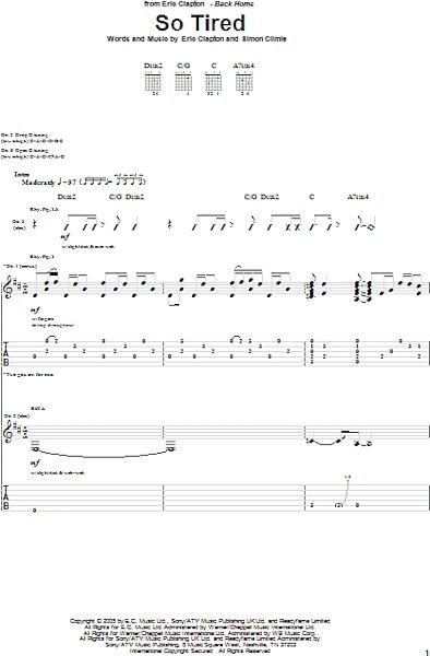 open zoom image for So Tired - Guitar TAB, New, Main