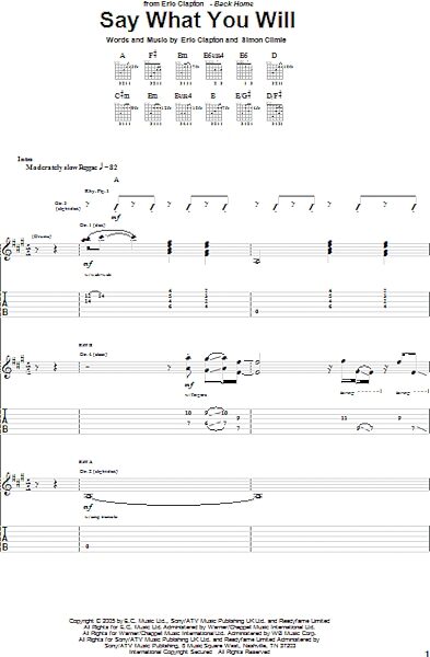 open zoom image for Say What You Will - Guitar TAB, New, Main