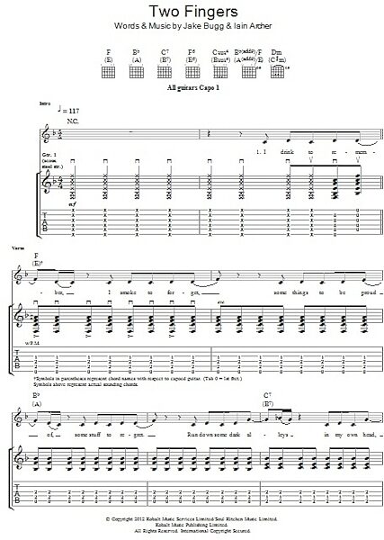 open zoom image for Two Fingers - Guitar TAB, New, Main