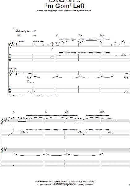 open zoom image for I'm Goin' Left - Guitar TAB, New, Main