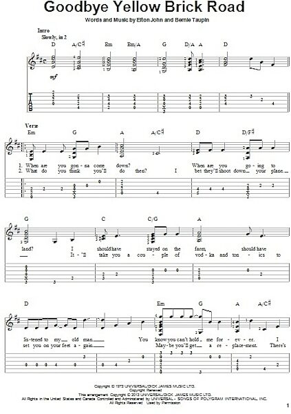 open zoom image for Goodbye Yellow Brick Road - Solo Guitar, New, Main