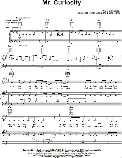 open zoom image for Mr. Curiosity - Piano/Vocal/Guitar, New, Main