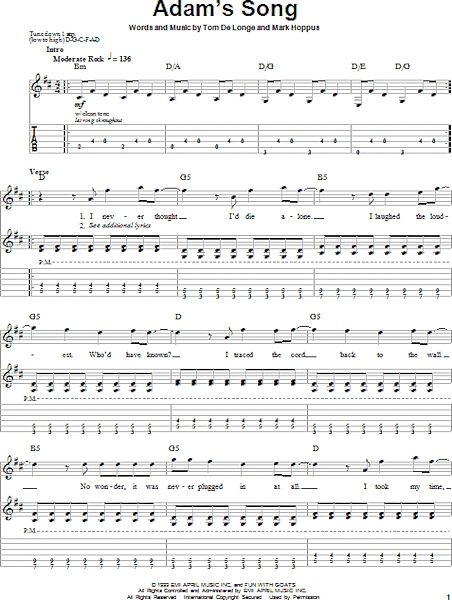 open zoom image for Adam's Song - Guitar Tab Play-Along, New, Main