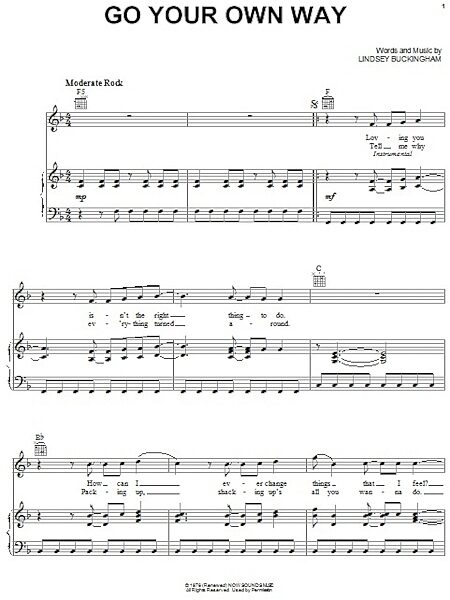 open zoom image for Go Your Own Way - Piano/Vocal/Guitar, New, Main