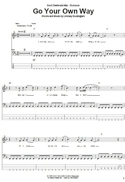 open zoom image for Go Your Own Way - Bass Tab, New, Main