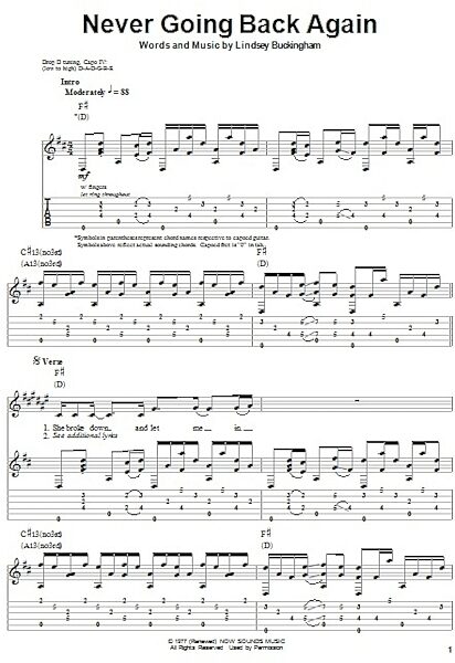 open zoom image for Never Going Back Again - Guitar Tab Play-Along, New, Main