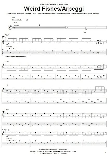 open zoom image for Weird Fishes/Arpeggi - Guitar TAB, New, Main