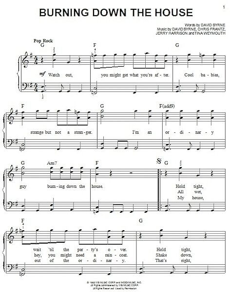 open zoom image for Burning Down The House - Easy Piano, New, Main