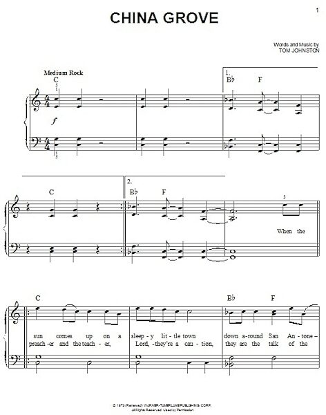 open zoom image for China Grove - Easy Piano, New, Main