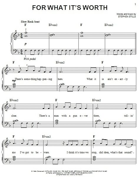 open zoom image for For What It's Worth - Easy Piano, New, Main