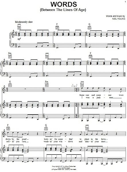 open zoom image for Words (Between The Lines Of Age) - Piano/Vocal/Guitar, New, Main