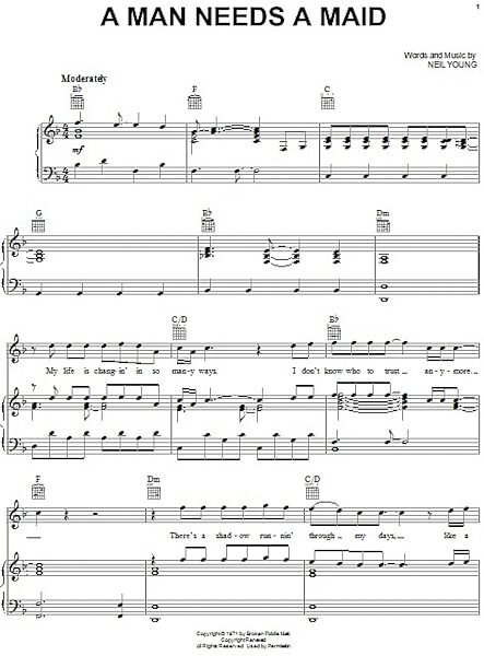 open zoom image for A Man Needs A Maid - Piano/Vocal/Guitar, New, Main
