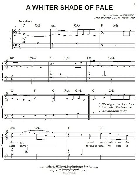 open zoom image for A Whiter Shade Of Pale - Easy Piano, New, Main