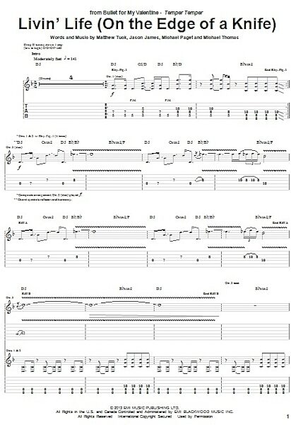 open zoom image for Livin' Life (On The Edge Of A Knife) - Guitar TAB, New, Main