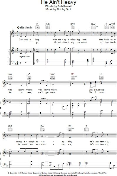 open zoom image for He Ain't Heavy, He's My Brother - Piano/Vocal/Guitar, New, Main